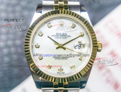 Perfect Replica Rolex Datejust Jubilee White Mother Of Pearl Diamond Dial Fake Watches